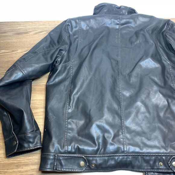 Levis Mens Sherpa Lining Faux Leather Bomber Jacket Dark Brown Size XL - Picture 8 of 9